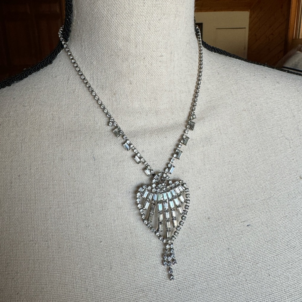 Vintage Rhinestone Heart Necklace
